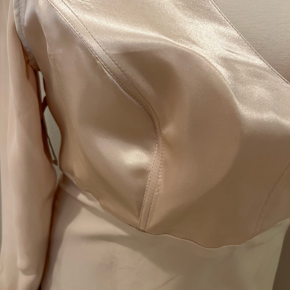 Custom formal long gown dress with train size 16 18 1X 2X Plus Size nude - Picture 10 of 11